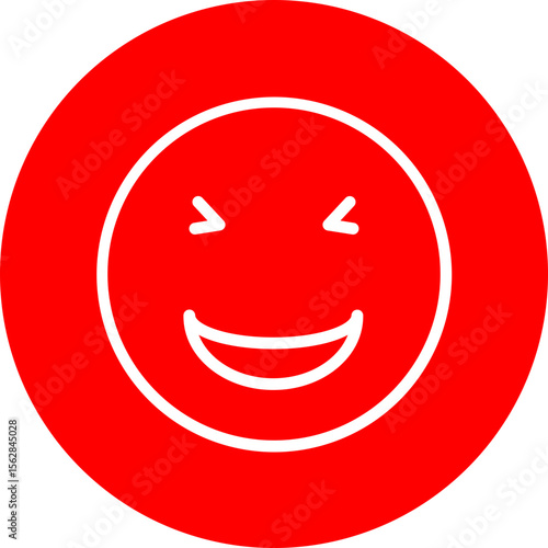 Laughing Vector Line White Circle Red