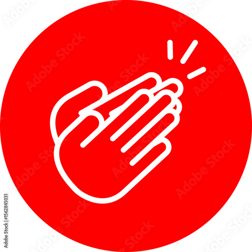 Clapping Vector Line White Circle Red