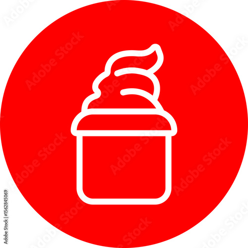 Cup Icecream Vector Line White Circle Red