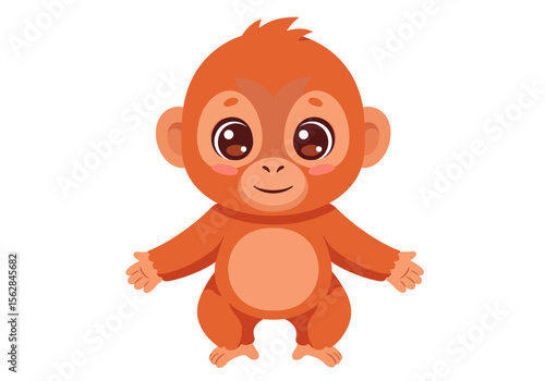 A cute cartoon orangutan standing with a cheerful expression