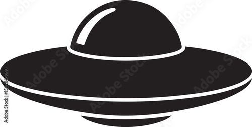 Classic flying saucer or ufo shape in a simple black silhouette