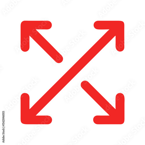 Expanding red arrow icon against a solid black background