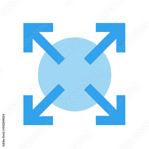 Expandable Circle: Arrows Pointing Outward from Central Light Sphere