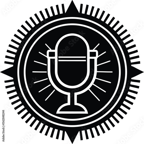  Circular Vintage Microphone Icon
