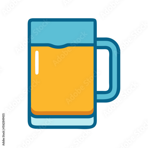Stylized beer mug with light beer illustration icon