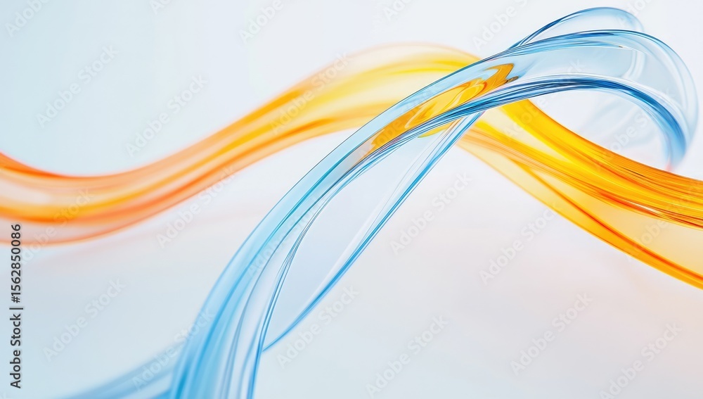 Abstract swirling ribbons of translucent orange and blue Abstract swirling ribbons of translucent orange and blue