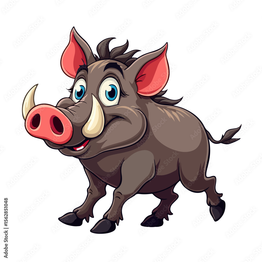 Fototapeta premium Hand drawn cartoon warthogs vector illustration