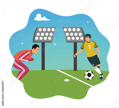 A thrilling penalty kick by a soccer player.