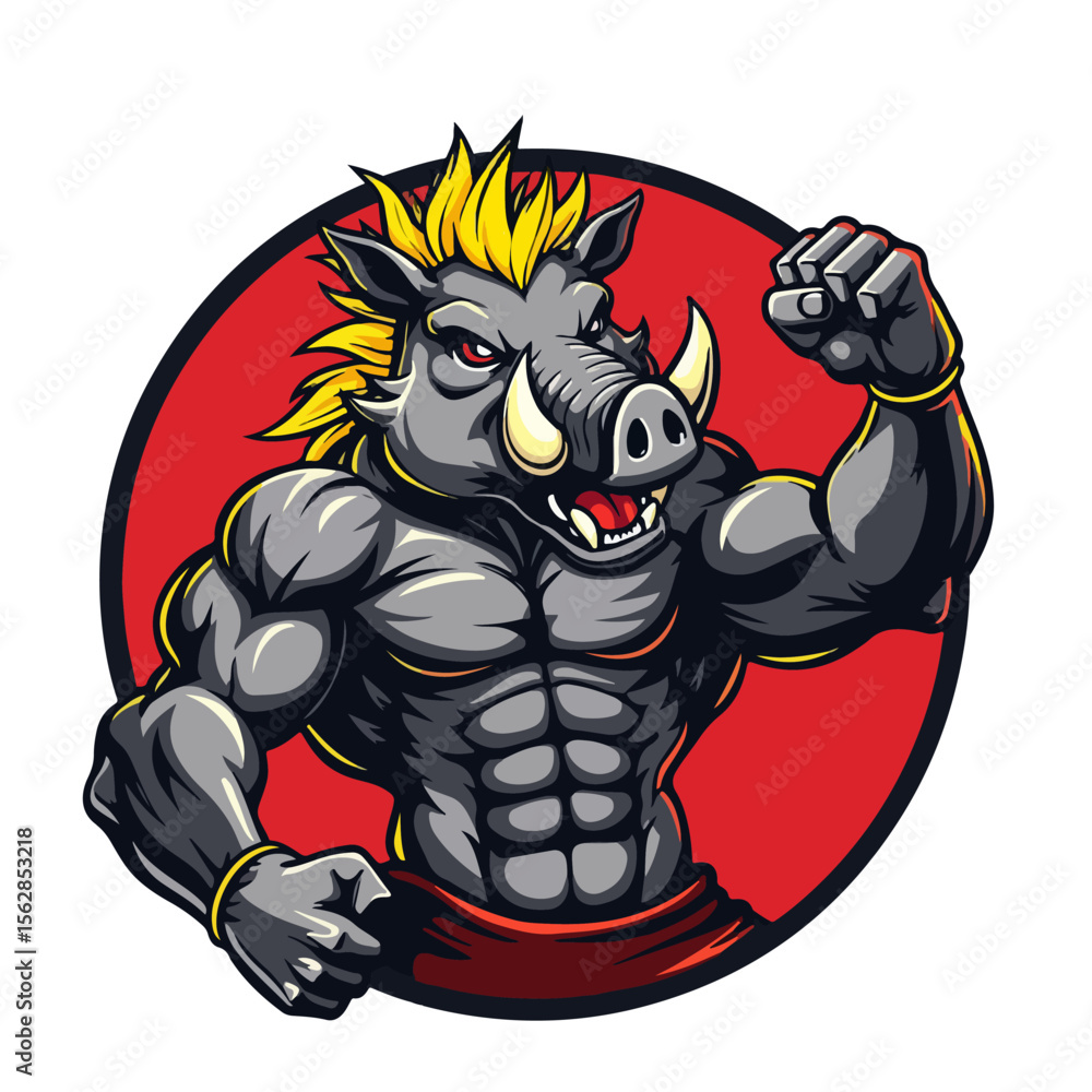 Fototapeta premium Hand drawn cartoon warthogs vector illustration
