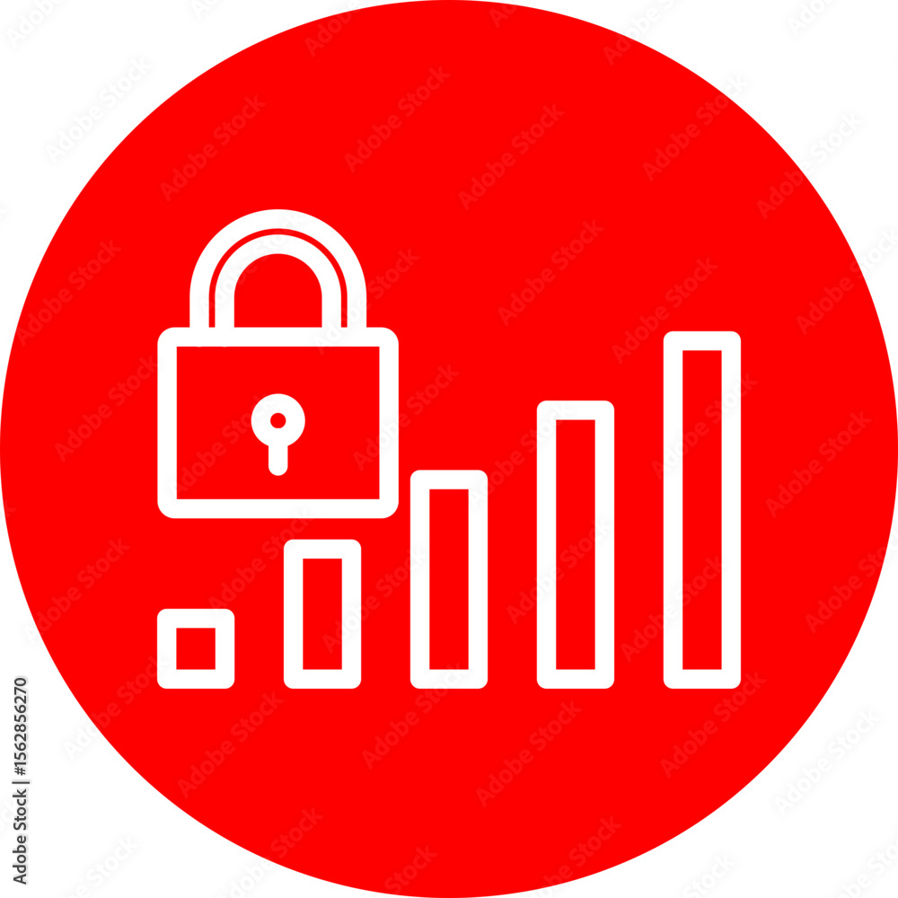 Secure Signal Vector Line White Circle Red Secure Signal Vector Line White Circle Red