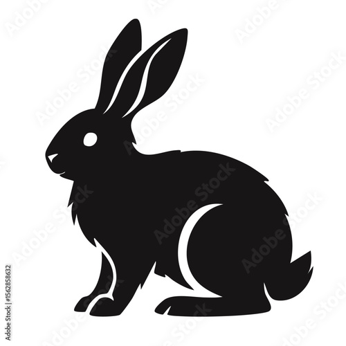 Elegant Silhouette of a Rabbit Vector Illustration