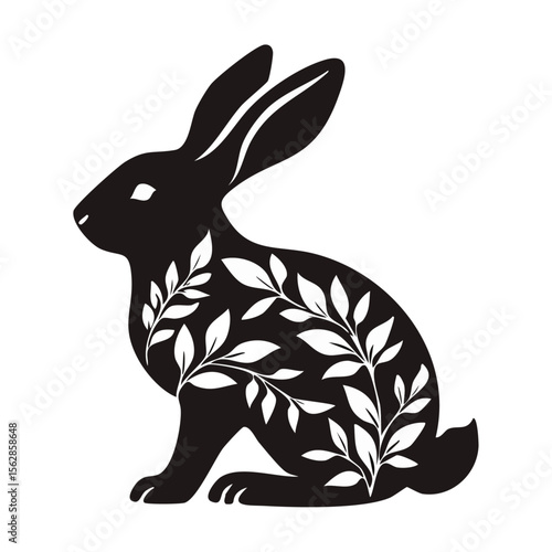 Elegant Silhouette of a Rabbit Vector Illustration