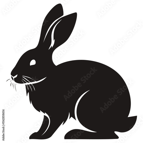 Elegant Silhouette of a Rabbit Vector Illustration