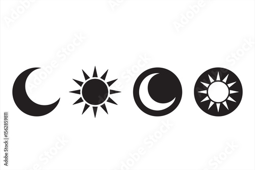 Stylized Moon and Sun Icons for Modern Design