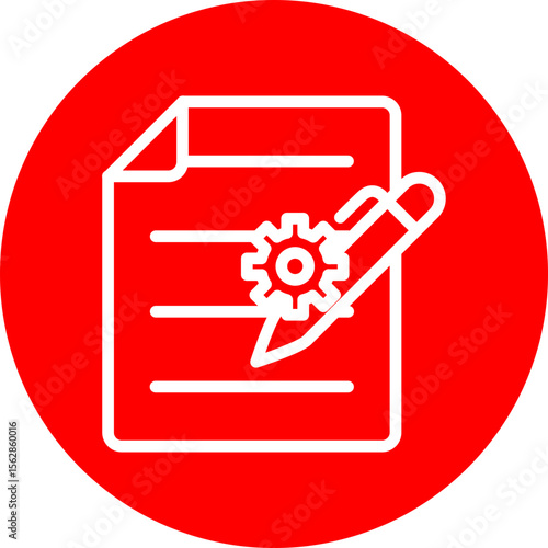 Writing Process Vector Line White Circle Red