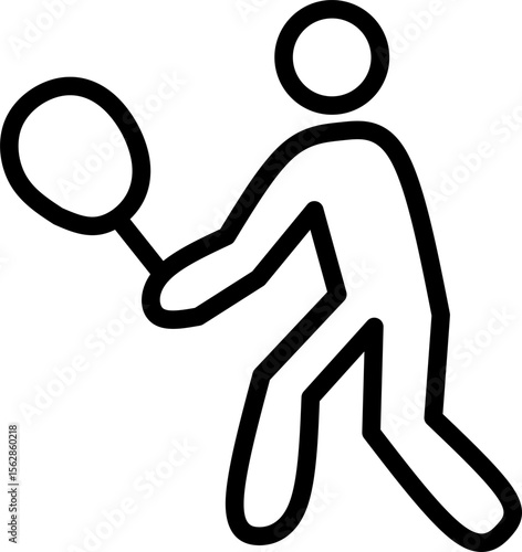 backhand line icon. Blue line icon with tennis sports theme