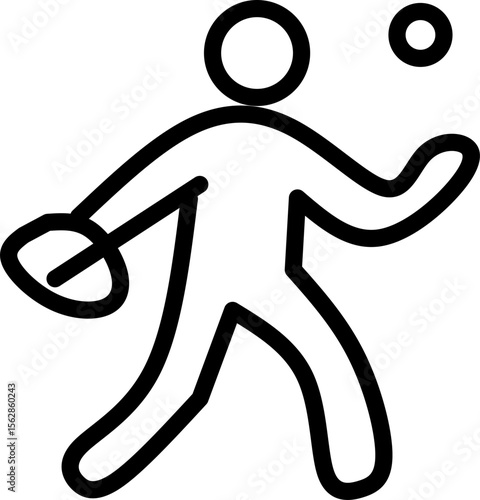 forehand line icon. Blue line icon with tennis sports theme