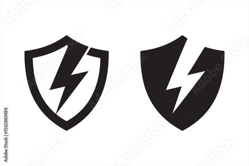 Free Download Two symmetrical vector icons of shields with lightning, perfect for electric, security, and risk protection themes. - GFXLoad