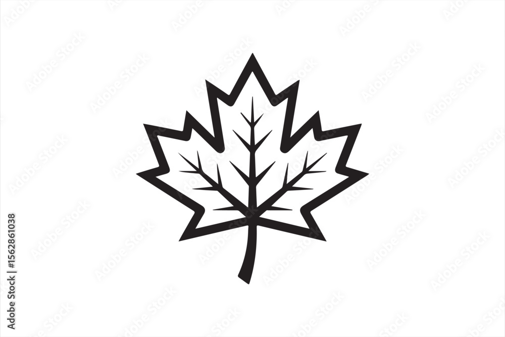 Strong Outline Maple Leaf Icon, Simple Minimalist Vector Art Strong Outline Maple Leaf Icon, Simple Minimalist Vector Art