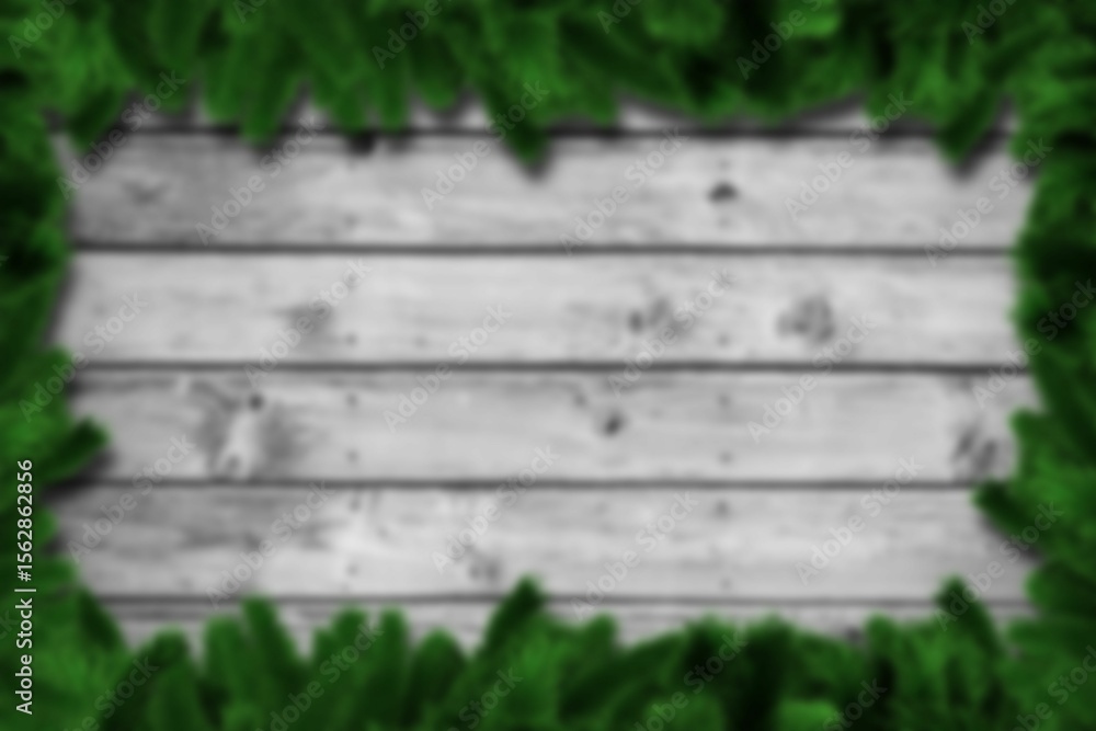 Obraz premium Blurred fir branches on wood