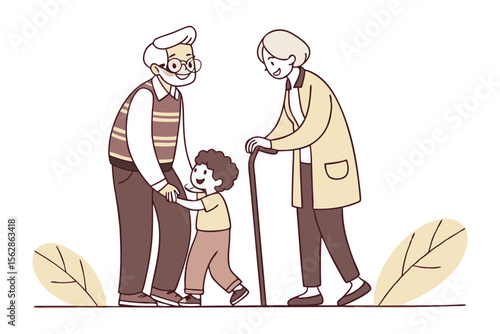Generational Bonds: A heart warming depiction of intergenerational love and care, with grandparent's and grandchild. It depicts the essence of family connection.