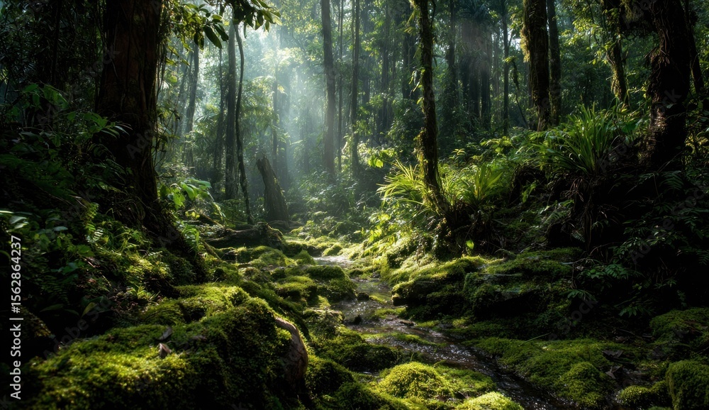 Obraz premium Lush rainforest path