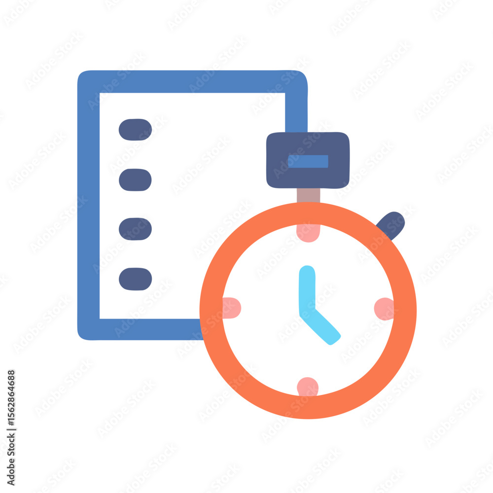 Clipboard and stopwatch flat design for deadline and timing Clipboard and stopwatch flat design for deadline and timing
