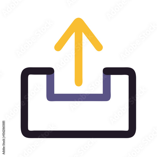 Stylized upload icon featuring vibrant colors on black background