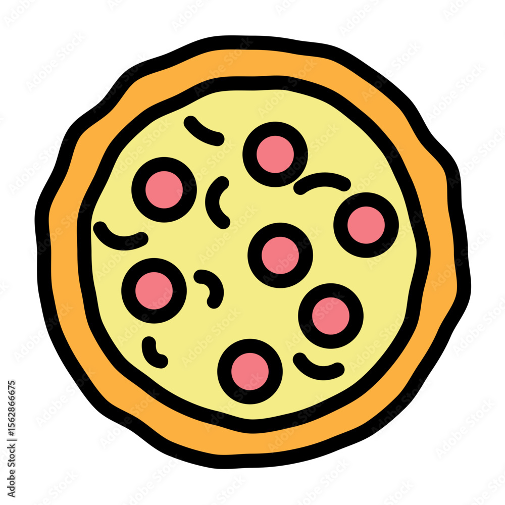 Fototapeta premium Pepperoni Pizza Vector Filled Icon Design