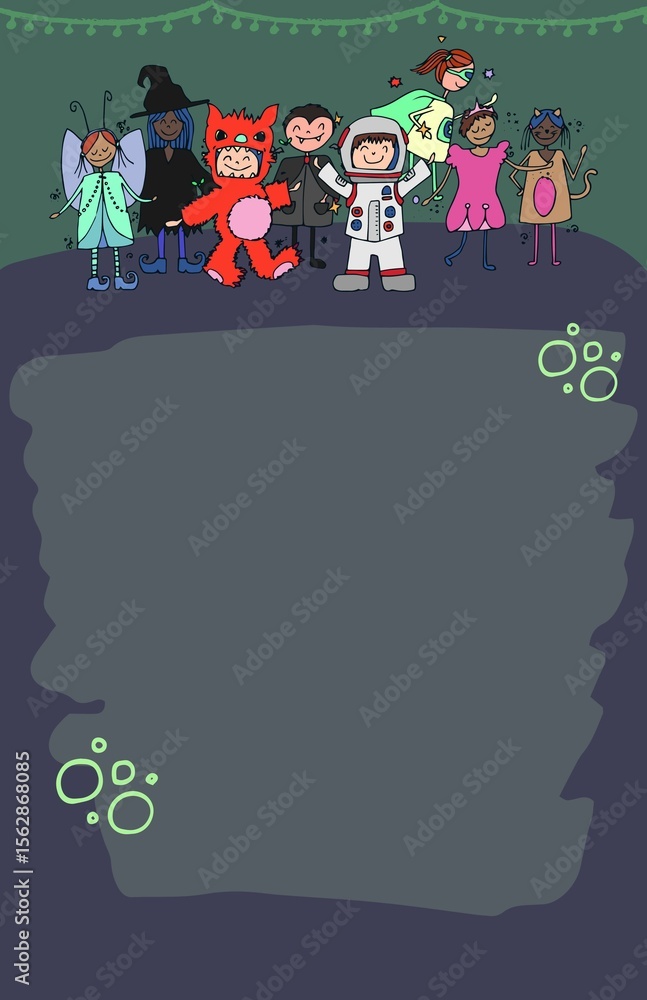 Fototapeta premium Illustration of children in Halloween costume