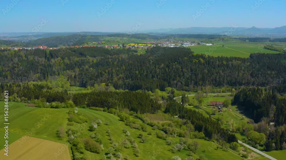 Aerial view of the city Rosenfeld in spring during the coronavirus lockdown. Aerial view of the city Rosenfeld in spring during the coronavirus lockdown.