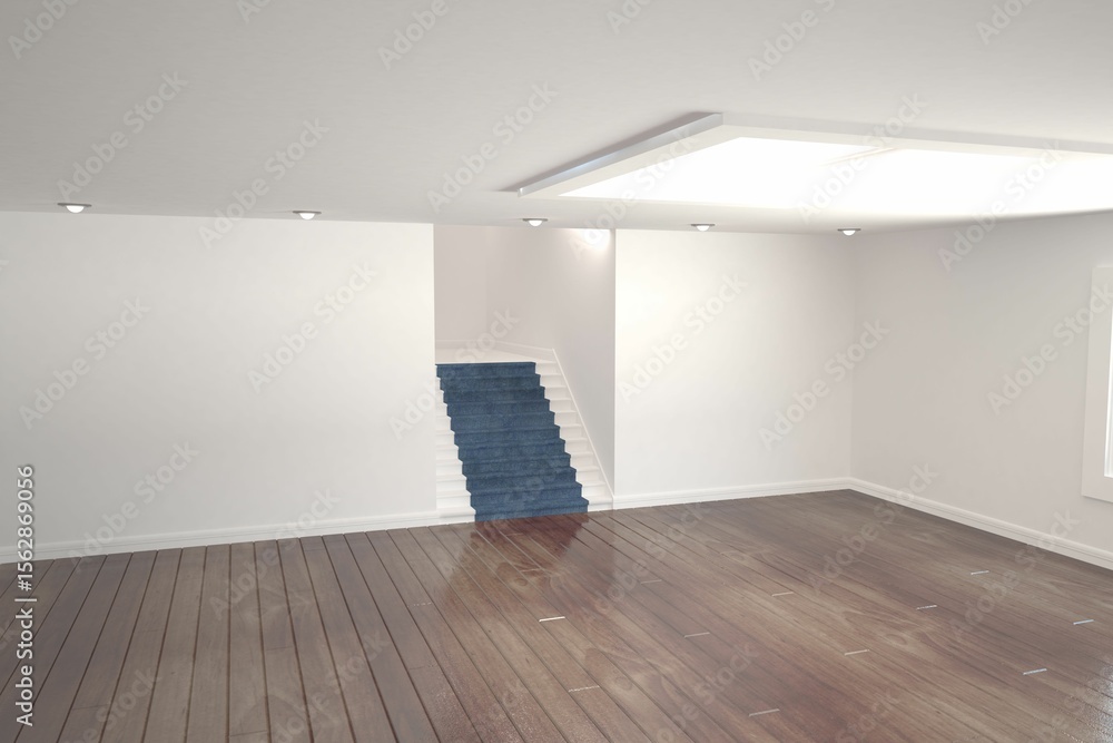 Obraz premium Empty white room with stairs