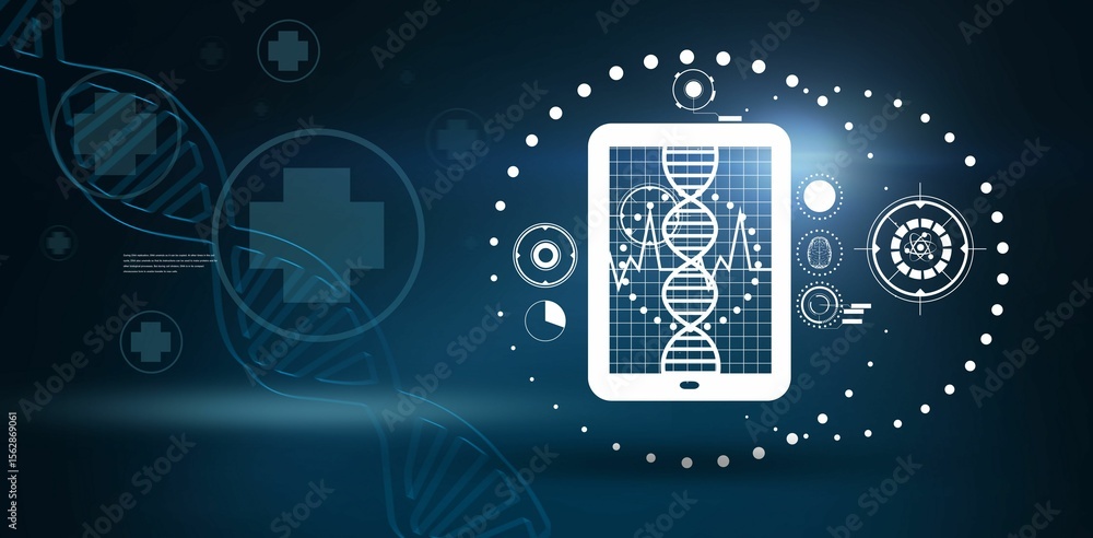 Naklejka premium Digital background with DNA sign
