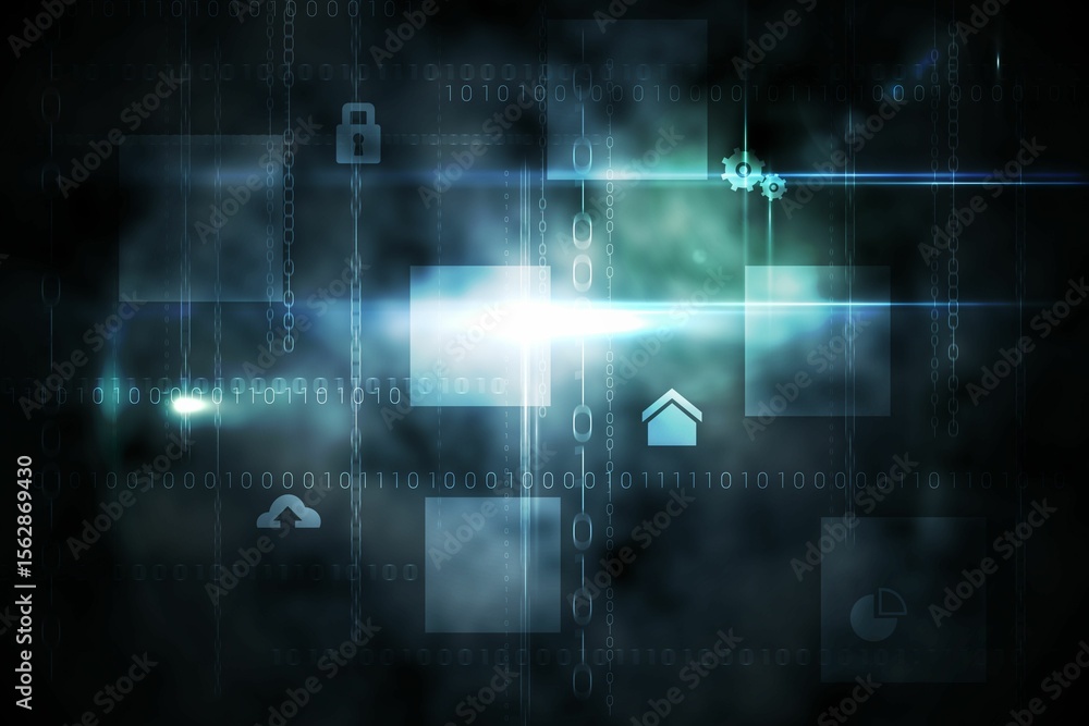 Naklejka premium Black technology interface with glow