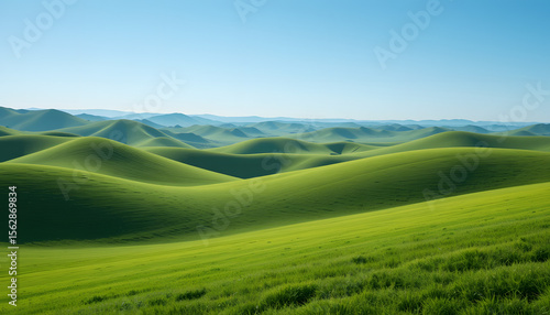 landscape with green field and blue sky