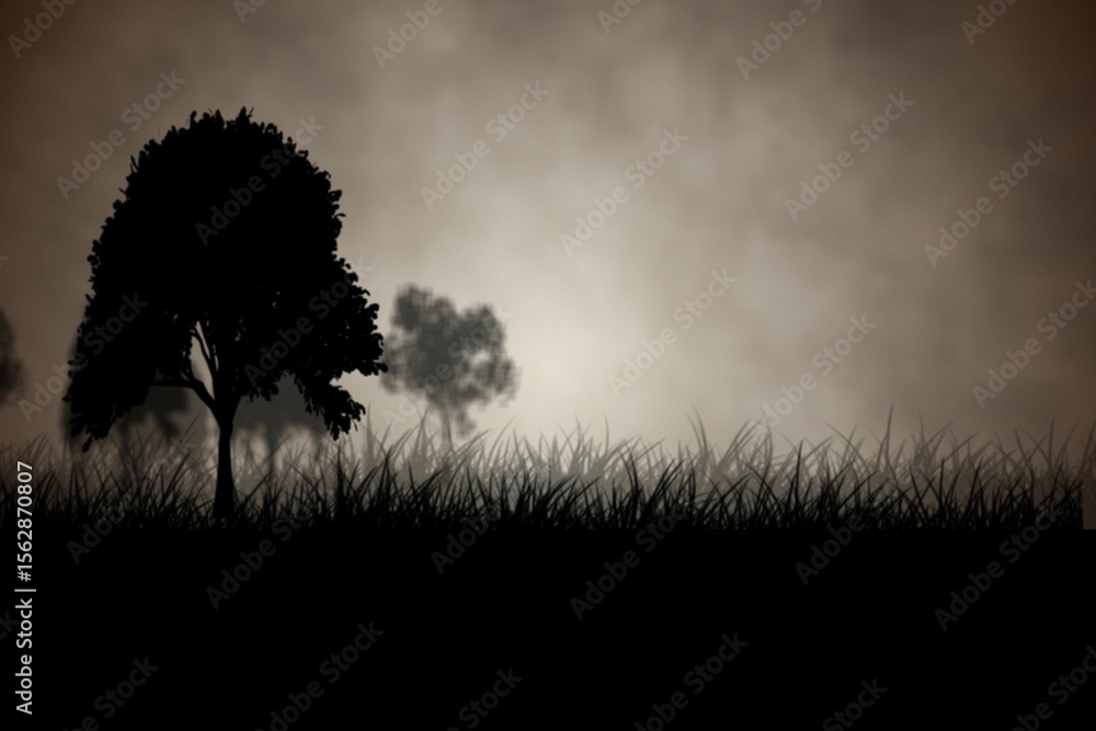 Fototapeta premium Dark gothic scene with trees