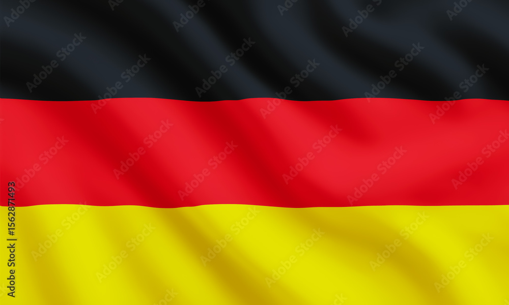 German national flag waving with black, red, and yellow stripes symbolizing unity, strength, and heritage. Perfect for cultural, political, or educational themes German national flag waving with black, red, and yellow stripes symbolizing unity, strength, and heritage. Perfect for cultural, political, or educational themes