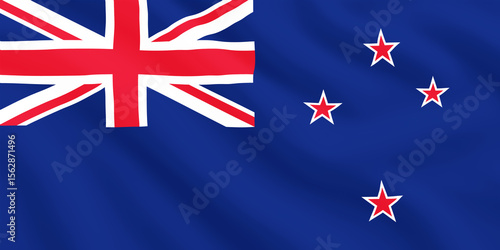Foto National flag of New Zealand with Union Jack and four red stars on a blue field,