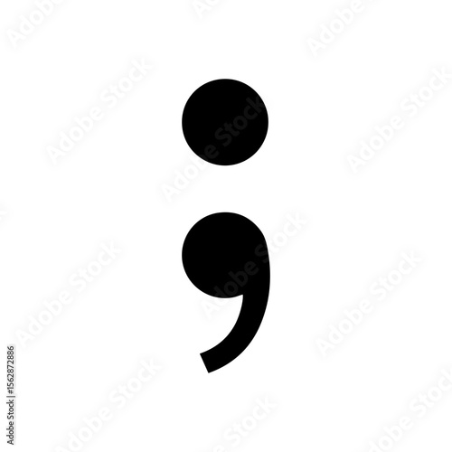 Semicolon sign silhouette icon vector flat design.