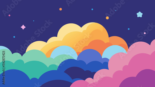 
Night sky with clouds vector illustration, a beautiful blue cloudscape for your design
