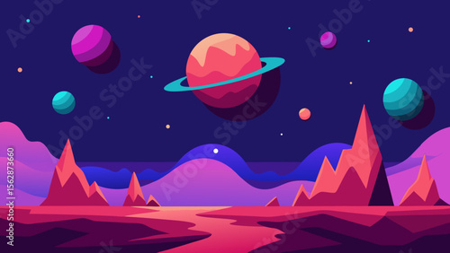 A lone UFO silently glides through the dark night sky, illuminated by the moon and distant stars over a tranquil mountain landscape