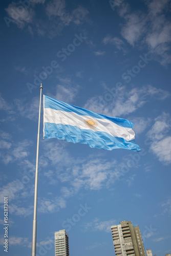 argentinian flag with blue sky