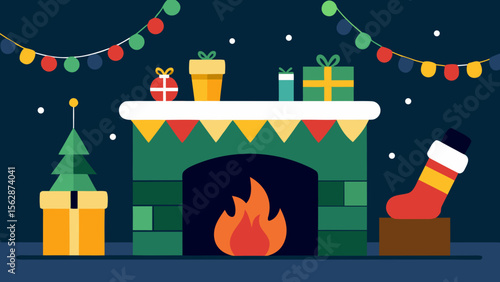 Cozy Christmas Fireplace Scene Festive Gifts, Decor, and Warmth