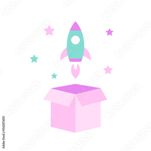Release product icon, Rocket, Isolated on white background