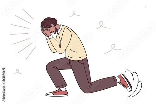 Overwhelmed: A person in the throes of anxiety, depicted in a striking illustration, captures the emotional weight of distress and stress.