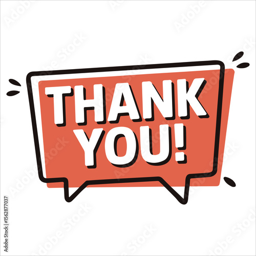 THANK YOU,Thank you message for card, presentation, business. Expressing gratitude, acknowledgment and appreciation. Minimalist abstract design with white cut out paper on blue background.