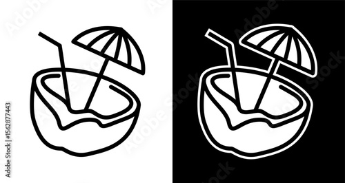 Refreshing Coconut Drink Illustration Tropical Summer Beverage Icon
