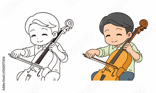 cello music player coloring page for kids