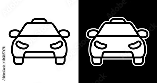 Taxi Car Icon Line Art Vector Illustration for App, Website, and Design Projects