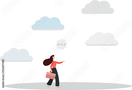 focus on new idea, concentration or contemplation, skeptical or rational concept.flat design with people.